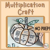 Do your students need to review multiplication strategies ? This resource is perfect for fall and will get students practicing arrays, repeated addition, number line, skip counting, and equal groups. No prep needed ! Just print and students can find an equation by rolling a pair of dice OR use some of the pre-made templates that come with a multiplication equation.Click here for the FULL FALL CRAFT BUNDLE!!!