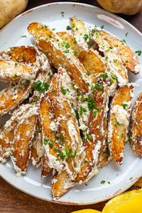 Roasted Potatoes in a Melted Goat Cheese Dressing