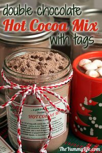 This easy mix makes a rich, chocolaty mug of hot chocolate. Makes a great gift jar. Printable tags, too!