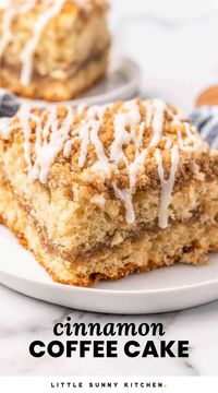 Cinnamon Coffee Cake with a crunchy cinnamon sugar topping is a buttery, moist, delicious treat for breakfast, brunch, or any time of day.