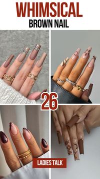 Step into elegance with whimsical brown nail looks that capture timeless beauty. These brown nail designs range from subtle to bold, offering a look for everyone. Achieve sophistication with elegant brown manicure ideas that enhance your seasonal style. Add a creative touch with trendy brown nails for every season.