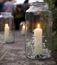 Simple baby's breath and pillar in jar