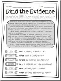 Find The Evidence freebie preview for finding text evidence