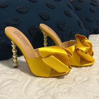 Talk About Sassy! These Shoes And New With Original Packaging And Box! Size 6. The Heel Is Golden Beaded Look. Never Worn, Just Tried On!