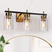 Zevni 20 in. Modern 3-Light Brass Gold Bathroom Vanity Light, Black Bath Lighting with Cylinder Clear Glass Shades Z-77UZAIEZ-4606 - The Home Depot