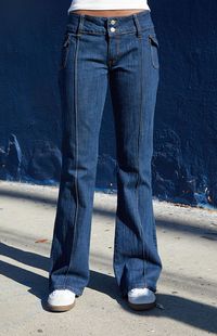 Dark Blue Agatha Low Rise Flare Jeans