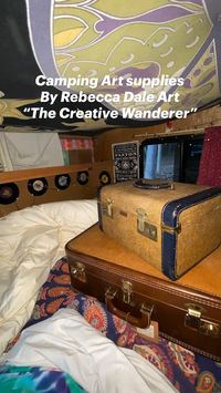  

I found these old 1950’s suit case and make up case, plus a Sassaby make up case from the 80’s. Depending on the projects I very the contents for traveling. The make up box I filled up with ephemera, folded paper, decorative string, torn fabric, a box of beads, wire lace, & tools. The brown case full of assorted paper, glue, scissors, rivets ￼& a couple tools. 

