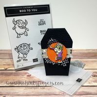 Boo to You stamp set with the Hammered Metal embossing folder and Monster Bash designer paper from the 2019 Stampin