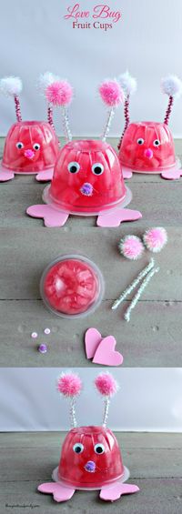 Love Bug Fruit Cups are a perfect Valentine's Day snack or class gift. Non candy Valentine's day idea.