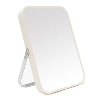 PRICES MAY VARY. 【MATERIAL & SIZE】This small mirror made of Environmental friendly material:ABS plastic, floating glass and Stainless steel metal to avoid peeling off. No assembly required. The portable mirror surface is made of HD smooth mirror without deformation. 7.9 x 6 x 0.7 inches stand mirror. Note: This is a single-sided makeup mirror, no magnification effect. 【FOLDING & PORTABLE】 This desktop mirror has a metal stainless steel bracket that can be folded and adjusted by 90 degrees. It ca