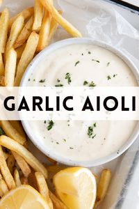 Garlic Aioli is a super flavorful sauce or dip that goes perfectly with all your favorite recipes like sandwiches, burgers, fries, fish, and so much more! Here I will show you how to make this super easy garlic aioli recipe using just a handful of super simple delicious ingredients.