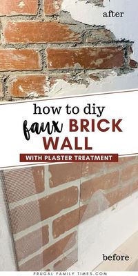 Our latest DIY faux brick wall treatment looks so real! It's got the distressed antique brick look with aged plaster that's so on-trend. You won't believe how affordable this fake exposed brick wall is - and takes only basic DIY skills. Our tutorial shows you how to do a faux brick wall DIY that's so realistic you'll fool everyone. Part of our basement wet bar makeover.