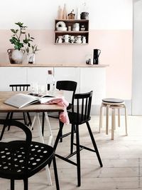 Dreamy Dining Room - Blush Pink Walls, Light Wood Accents, Black Pops | #LGLimitlessDesign #Contest