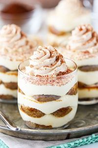 Mini Tiramisu Trifles with a layer of mascarpone cheese, ladyfingers and espresso! A delicious, easy & fun way to enjoy tiramisu & trifle at the same time! #tiramisu #trifle