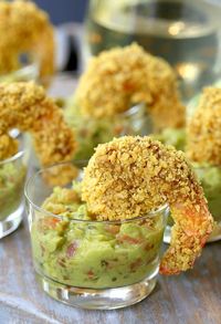 Tortilla Crusted Taco Shrimp are the perfect appetizers to go with a glass of Pinot Grigio for happy hour! We like to turn these into dinner ourselves...