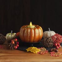 Orange and Metallic Gold Flameless Candle Pumpkin – Luminara