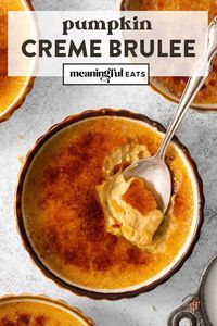 This pumpkin creme brûlée is full of fall spices and the perfect gluten-free fall dessert! Naturally gluten-free and an easy make-ahead recipe, it manages to be both simple and elegant with minimal effort.