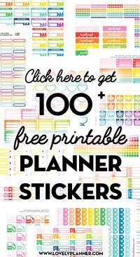 Over 100 Free Printable Planner Stickers to download and print to decorate and organize your planner: functional planner stickers, cute planner stickers, weekly kit... #freeprintable #planner #plannerstickers #happyplanner #lovelyplanner