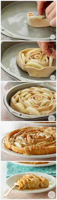 Spiral Apple Bread with Caramel Apple Glaze ~ Maybe try with crescent roll dough sheet