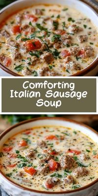 Try this comforting Italian sausage soup with a twist of creamy Parmesan! Packed with flavor and easy to prepare, it's the perfect cozy meal for fall or winter. Save this pin for a warm, hearty soup that everyone will enjoy.