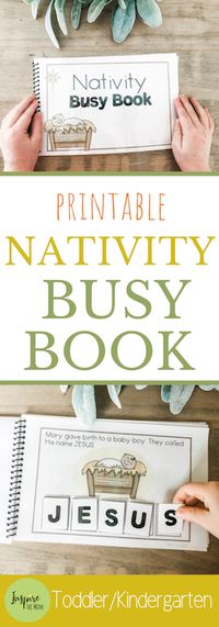 Learn the Christmas story with this cute, printable, Nativity Busy Book!!! #Christmas #nativity #homeschool  #advent #Jesus