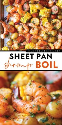 A sheet pan recipe for shrimp boil! Not only is this seafood boil an easy dinner idea that's mess-free with no cleanup, but it also has so much flavor. Gotta love a simple family meal in one pan!