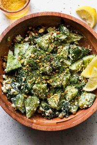 Smashed Cucumber Salad with Feta-Dill Dressing - Dishing Out Health