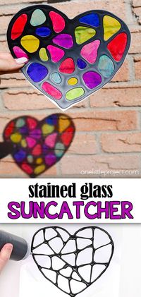 This stained glass suncatcher craft is SO FUN and easy to make! Watch the sun shine through these colourful DIY suncatchers and create beautiful patterns on the walls and floor. These suncatchers are super easy to make, and they're a lot of fun to colour! It's such a great summer craft for kids, and the perfect summer camp or sleepover activity.