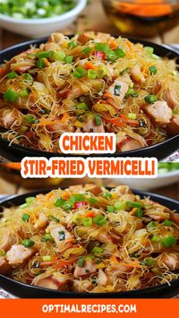 Craving a quick and delicious dinner? Try this Chicken Stir-Fried Vermicelli! 🍜🥢 Tender chicken, fresh veggies, and perfectly cooked vermicelli noodles come together in a savory sauce for a dish that’s packed with flavor. It’s perfect for a speedy weeknight meal or when you want to enjoy takeout vibes at home. Save this recipe and make dinner a breeze tonight! 👩‍🍳✨