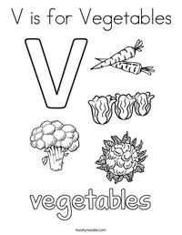 V is for Vegetables Coloring Page - Twisty Noodle