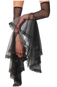 PRICES MAY VARY. Material - Made of Polyester. Flexible, Softness mesh fabric, Skin-friendly, Breathable, and Comfortable to wear. Features - Elegant Black Lace Grim Gauntlets Detachable Arm Sleeves. Mesh fabric with Lace patterned, See-through and Extremely flexible, Elastic closure, Flared tulle cuff arm cover long sleeve. Tulle flounces fingerless gloves. Gauntlet with lace elbow coverings. Match - A great choice as a Halloween or party gift. Glamour black Gauntlets, Good outfit to dress up a