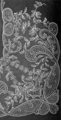 Honiton lace design, produced in 1910.