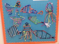 Awesome Alexander Calder inspired wire fish by art teacher Steven Miller.