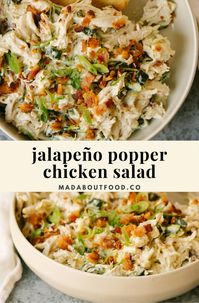 Elevate your lunch game with this irresistible Spicy Jalapeño Chicken Salad Delight by Mad About Food. Packed with zesty flavors and a kick of heat, this salad combines tender chicken, fresh veggies, and a creamy dressing with a spicy twist. Perfect for meal prep or a quick, satisfying meal, this dish is sure to become a favorite for those who love a little spice in their life. Get ready to enjoy a burst of flavor in every bite!