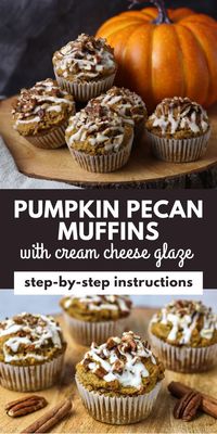 Pumpkin Pecan Muffins With Cream Cheese Glaze