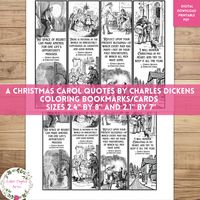 Set of coloring bookmarks or cards for kids and adults, with inspirational quotes from A Christmas Carol by Charles Dickens with original antique book illustrations. These bookmarks could be used as personalized gift tags or cards for friends, or family; or as a fun coloring activity at the book club meeting, at a party, in the classroom, or as a homeschool activity, used as page tags for scrapbooking, planners, journals, party favors, and more. Attach a pack of coloring pens or pencils for a bo