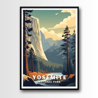 Yosemite national park Travel Poster, Yosemite Wall Art Print, Yosemite Travel Art Poster, Digital Download, Printable Yosemite Wall Art by VintageVoyagePosters on Etsy