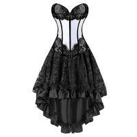 Elegant Vintage Lace Overbust Corset With Lace Dancing Skirt Set