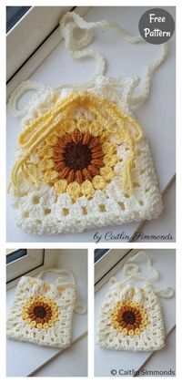 4 Granny Square Drawstring Bag Free Crochet Pattern and Video Tutorial