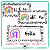 Rainbow Bright Editable Name Tags- The teacher hero- Life saving digital teacher resources for the classroom! Instant download.