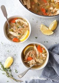 This lemon, chicken, and farro soup is hearty and wholesome! January is unofficial soup month at our house, because it's all I want on cold chilly nights. I admit I can be a bit boring