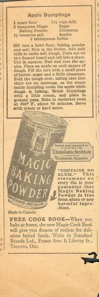 1930's Magic Baking Powder recipe is Apple Dumplings