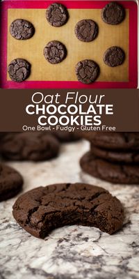 Chewy with fudgy centres and a rich flavor, these oat flour chocolate cookies are so satisfying. Naturally gluten free with an easy dough made in one bowl, these irresistible cookies are the perfect treat to indulge your chocolate craving.