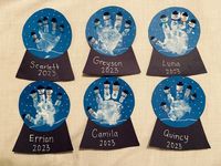 Winter theme handprint snowman craft for preschool.