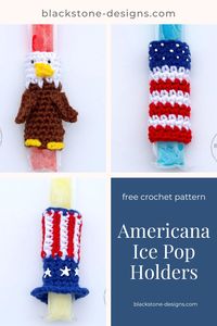 These fun Americana Ice Pop Holders are perfect for Summer festivities, especially Memorial Day and Fourth of July celebrations! Make them with this free crochet pattern for Popsicle Holders!