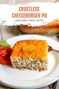 This low carb, keto, THM Crustless Impossible Cheeseburger Pie is an easy, homemade from scratch recipe. This healthy cheeseburger pie recipe has no milk, but still maintains it’s creamy texture with heavy cream. #cheeseburgerpie #crustlesscheeseburgerpie #lowcarbgroundbeefrecipe