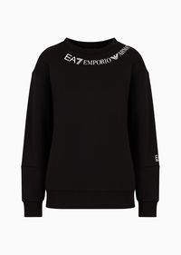 Shiny cotton crew-neck sweatshirt | EMPORIO ARMANI Woman