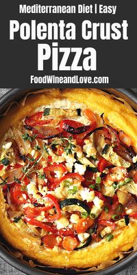 Simple Polenta Pizza, a gluten free, vegetarian, and meditteranean diet friendly pizza crust recipe