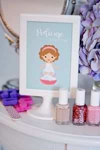 Spa Party Printable Pedicure Station, INSTANT DOWNLOAD Home Girls Spa Day, Mommy/Daughter Spa Day, P