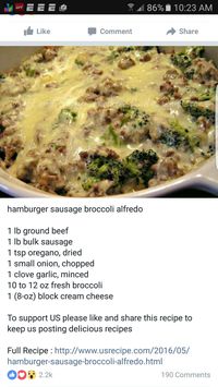 Hamburger Sausage Broccoli Alfredo